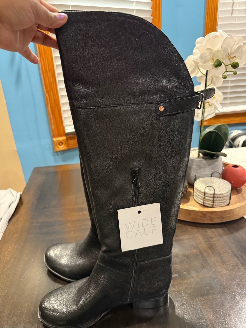 Naturalizer Black N5 Comfort Wide Calf Leather Knee High Boots Size7.5W WC/UK5.5